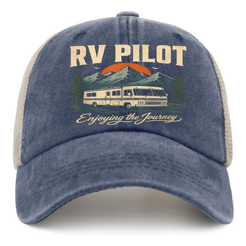 Funny RV Pilot Road Trip Camper Baseball Cap For Adventure Junkies Who Love Traveling, Vacation Vibes, Cycling, And Epic Journeys