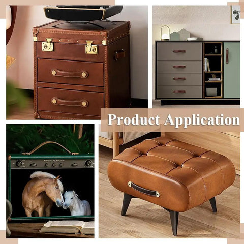 Knockout Coconut Brown Fibre Leather Cabinet Pulls 2 Pack Slick Drawer Handles For Kitchen Bathroom Furniture Upgrades 5 3 Inch Long on various furniture.