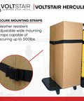 Voltstair Hercules Motorized Battery Stair Climbing Hand Truck with secure mounting straps for heavy moving up to 500 lbs.