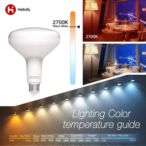 Dimmable BR40 LED Flood Light Bulb 12W 75W Equivalent 2700K Soft White Glow Energy Saving Lamp for office and home
