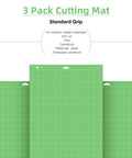 Front view of HTVRONT Standard Grip Cutting Mat 3-pack, 12x24 inches, green, grid-lined surface for Cricut machines.