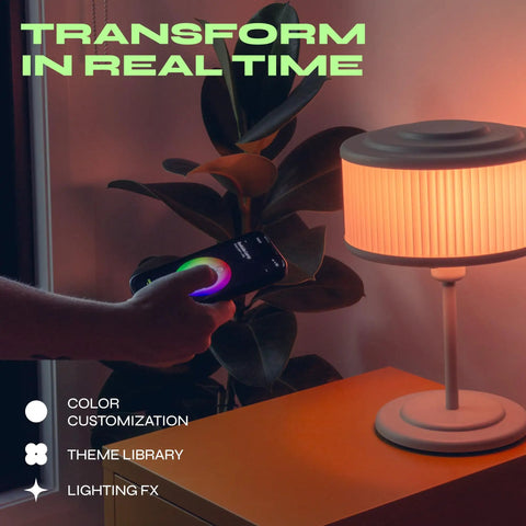 Hand controlling lamp with Two Pack A19 Smart LED Bulbs Color Changing RGB and Warm White 1100 Lumens Dimmable Tunable Lighting for Your Smart Home Matter Ready Works with Apple HomeKit Alexa and Google Assistant using smartphone