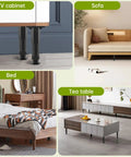 Heavy Duty Adjustable Bed Frame Support Legs Screw Mounted 8.3 To 14.5 Inches Four Pack under a bed and furniture.