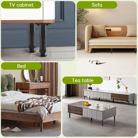 Heavy Duty Adjustable Bed Frame Support Legs Screw Mounted 8.3 To 14.5 Inches Four Pack under a bed and furniture.