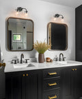 Gold Vanity Light With Seeded Glass Shades Three Light Modern Bathroom Fixtures Soft Gold Finish Cylindrical Design over mirrors