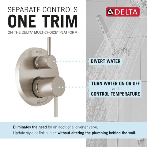 Slick Brushed Nickel Shower System Valve Trim Kit Featuring A Badass 6 Inch Rainfall Head And Wall Mount Handheld With Integrated Diverter Plus SpotShield Stainless Resistant Finish For A Total Modern Flex