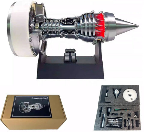 Awesome Realistic Turbofan Engine Model Kit With LED Lights And 28cm A380 TR900 Replica Adjustable Speed DIY Mechanical STEM Project For Adults Aviation Enthusiasts Desk Decor And Gift, transparent cutaway on stand
