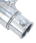 Close-up of 1/2 Inch 90 Degree EMT Inside Corner Pull Elbow Conduit Fitting showing zinc alloy finish and screw clamp.