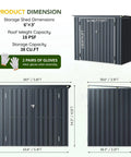Dimensions of Outdoor Trash Can Storage Shed 6x3 Ft Metal Garbage Bin Enclosure with Lift Up Lid, Sloped Roof, and Lockable Doors