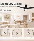 RDHFATL 42" Ceiling Fan with Light, Flush Mount, Remote, 3CCT Dimmable in modern living space for low ceilings.