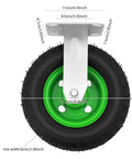 8 Inch Pneumatic Caster Set Of 4 With 2 Swivel And 2 Rigid Wheels Heavy Duty Rubber Air Tires 220 Lb Capacity Galvanized Brackets