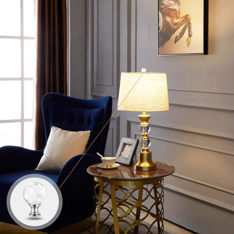 Crystal Diamond Glass Lamp Finials With 1/4-27 Inch Threaded Base 2 Pack Dope Shine Silver Aluminum Cap Elegant Decorative Accessory For Table And Floor Lamps on table lamp