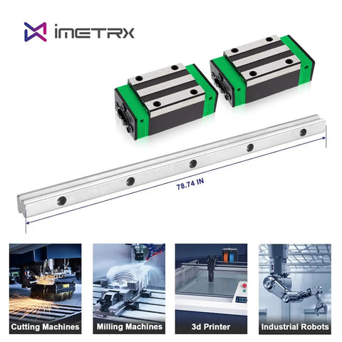 High Precision Linear Guide Rails Kit With 2 Rails At 2000mm And 4 HGH15CA Bearing Blocks For 3D Printers CNC Routers Lathes And DIY Automation Anti Rust Durable Bearing Steel, rails and blocks shown