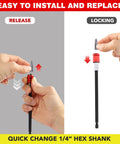 Go-To Pro 2 Piece Quarter Inch Quick Release Bit Holder demonstration, magnetic hold, easy swap, home and workshop use.