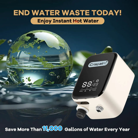 No More Cold Showers Straight Hot Water From Any Tap With This Smart Under Sink Recirculating Pump visible in water with digital display.