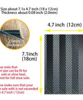 Diagram showing dimensions of Two Pairs Shoe Sole Repair Rubber Sheets For Front Soles And Heels Anti Slip Noise Reduction Pads.