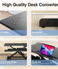 Details of 32 Inch Standing Desk Converter With Sit Stand Elevation Height Adjustable Riser Dual Monitor Riser features
