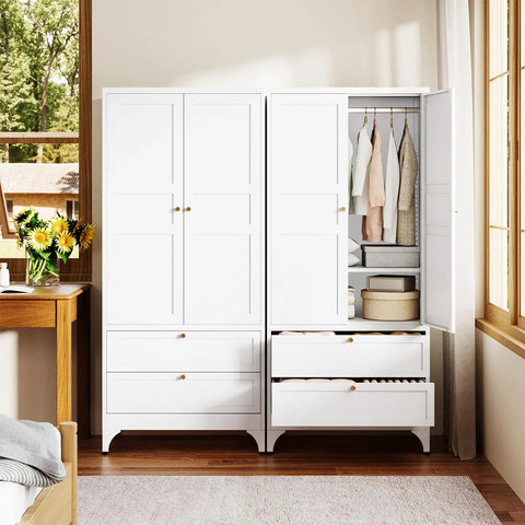 Built To Last Steel Armoire Wardrobe Closet With Doors Shelves And Hanging Rod 18 Inch Deep Metal Closet With Two Drawers