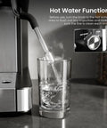 Ditch The Daily Coffee Run With This Pro Home Espresso Maker Featuring A Built In Grinder And Adjustable Milk Frother 15 Bar Extraction Pump Plus Instant Hot Water For Smooth Daily Lattes, showing hot water spout filling a glass.