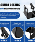 BP19-001 magnet retainer clip, 4-pack, black metal clip for 10–12 inch oval-style electric trailer brake magnets