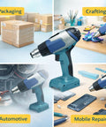 Three Gear Cordless Heat Gun With Rechargeable Battery For Portable Plastic Welding in various uses like crafting and packaging