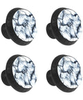 Dang Sharp Black And White Marble Look Round Cabinet Knobs 4 Pack Featuring Glossy Crystal Glass Finish, 1.37 dia.