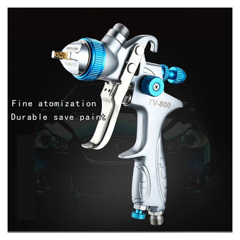 Heavy Duty Pneumatic Paint Sprayer Kit With 1.3mm Nozzle And Advanced Fifteen Hole Atomizing Tip For Flawless Car And Truck Aerograph Work Knockout Finish Guaranteed Top Shelf Quality Everyday, detailed view of spray gun.