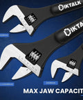 Three Piece Adjustable Spud Wrench Set, 10 Inch, 12 Inch And 16 Inch, Chrome Vanadium Steel With Black Oxide Finish, visible laser-etched scales