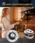 Supercharged 2500W Handheld Steam Cleaner With Three Heads And One Liter Tank Fires Up In Twenty Seconds, adjustable handle, steam cleaning in kitchen.