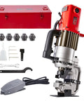 Beefy 25T Electric Hydraulic Hole Puncher With Five Dies 1700W Copper Motor Rugged Punch Tool For Metal Up To 12mm Thick Red CPM25 in case