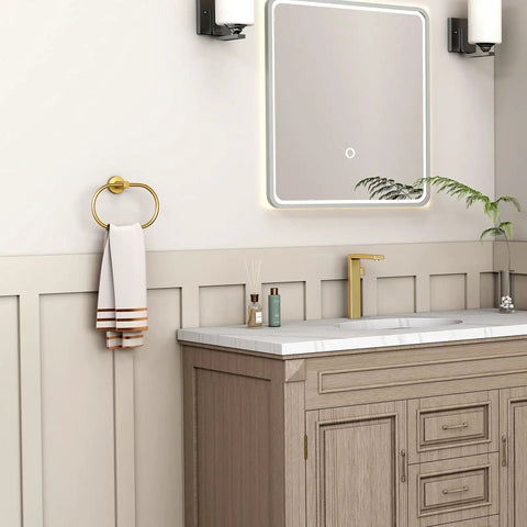 Bathroom with Slick Brushed Dark Gold Towel Ring With Swivel Hand Towel Holder SUS 304 Stainless Steel Wall Mounted Bathroom Accessory