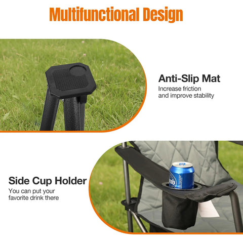Heavy Duty Camping Chairs Two Pack With Fully Padded Seats Cooler Bag And Cup Holder 350 Lb Capacity Portable Folding Chairs feature