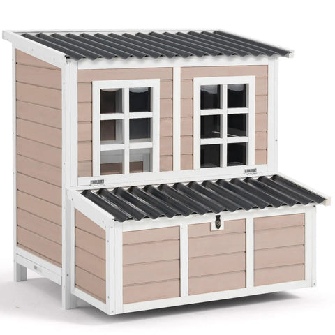 40 Inch Wooden Chicken Coop With 3 Lockable Nesting Boxes For 4 To 6 Chickens Outdoor Hen House With Removable Tray