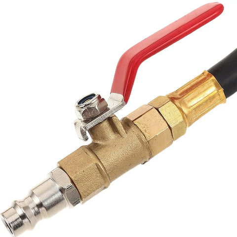 Top Rated Premium Boss Level European Cylinder Pressure Hose Rubber Alloy For Engine Leak Test Quick Connect No Leak Setup Fits Air Compressor And Auto Diagnostic Tools Easy Install Heavy Duty Performance For Garage Crew brass valve hose with red lever and quick-connect fitting