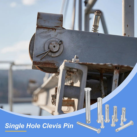 Four Pack 3/8 Inch By 3-1/8 Inch Single Hole Clevis Pins In 304 Stainless Steel Flat Head Heavy Duty Hitch Pin For Trailer Latches, Mechanic Repairs, Furniture Installations, And Industrial Equipment on trailer latch