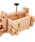 Wooden Tofu Press Mold Kit For DIY Homemade Tofu Making, 13x17x9.5cm, showing open wooden design and press mechanism.