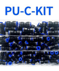 PU-C-KIT Heavy Duty Straight Push Pneumatic Fitting Connector Kit For Air Hose Tube Trachea Pipe Including 23 Pc Assortment Sizes 4mm To 12mm