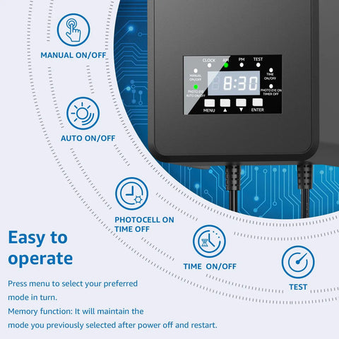 200W Outdoor Landscape Lighting Transformer With Timer And Photocell Weatherproof 120V To 12V To 14VAC Low Voltage For Garden Lights Compatible With All 12V Or 14V LED And Halogen Landscape Systems