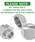 Two Pack 304 Stainless Steel Union Fittings Three Quarter Inch NPT Female Cast Pipe Connector for industrial plumbing details.