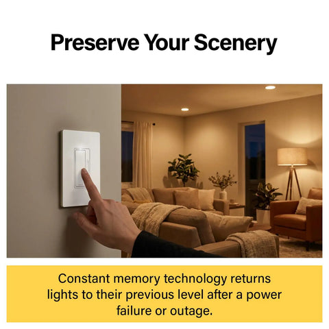 Smooth 450W Tri Color Rocker Dimmer Switch For Led And Cfl Bulbs 3 Way Dual Location Control No Sweat Install Heavy Duty Build For Big Rooms And Open Layouts One Pack in use on a wall.
