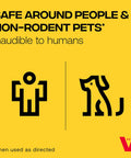 PestChaser Pro Heavy Duty Ultrasonic Rodent Repeller icon, safe for people and non-rodent pets, inaudible to humans, yellow background