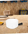 Transparent Drill Dust Collector Cover For Electric Drills And Grinders With Rock Solid Debris Shield on workbench, white and round.