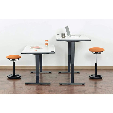 Twixt Active Movement Seating Chair With Ergonomic Support Desk Height Adjustable Comfy Orange Mesh Office Chair paired with standing desks