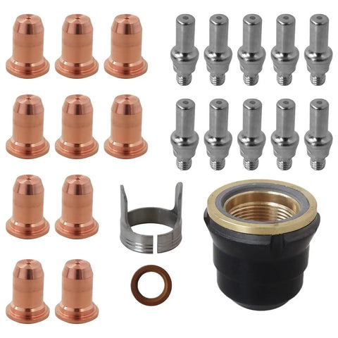 Plasma Cutter Consumables Kit 23 Pcs 0.045 Inch Tips For ArcCaptain Cut55 Non HF MP Cut60 Non HF Torch 50-60A Premium Replacement Parts