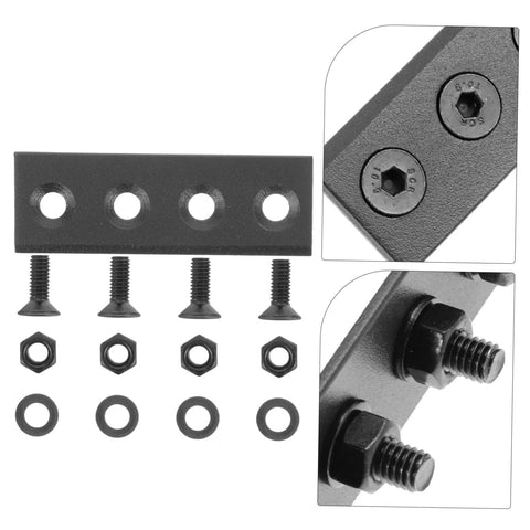 Black Sliding Barn Door Hardware Track Connector Kit Replacement Set With Flat Mending Plates For No Hassle Install Durable Metal Bracket Connectors