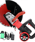 Heavy Hitter Electric Concrete Cutting Machine 4200W Mighty Wet Cut Saw with built-in water pump and wheeled stand.