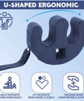 Easy Bedridden Patient Turning Pillow With Handle Hole U Shaped Velvet Nursing Pillow for caregivers, showing U-shape and strap