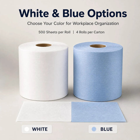 Killer Hella Low Lint Cleanroom Wipe Rolls For PCB Boards And Precision Equipment, white and blue rolls displayed.