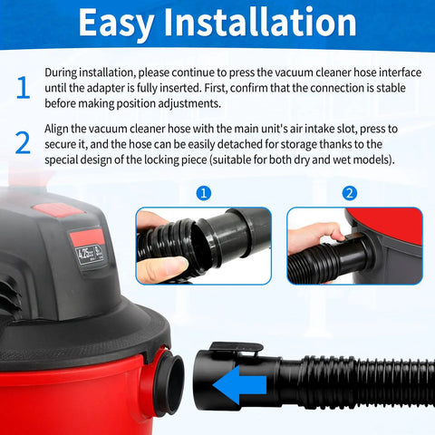 Installation guide for Seven Foot Replacement Hose For Wet Dry Vacuums 1 7 8 Inch Inlet Industrial Grade Vacuum Hose Attachment