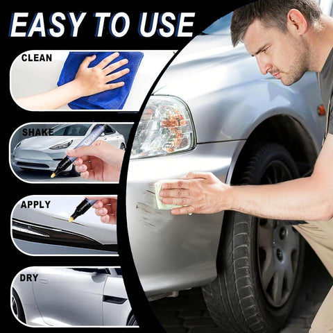 All Cars Magic Scratch Removal Pen 2 Pack Quick Fix Car Scratch Repair For Any Color Universal Car Paint Pen application steps.